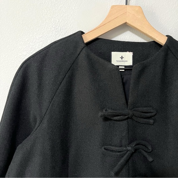 Tuckernuck Black Crepe Blair Bow Coat Dress Large - Picture 9 of 14
